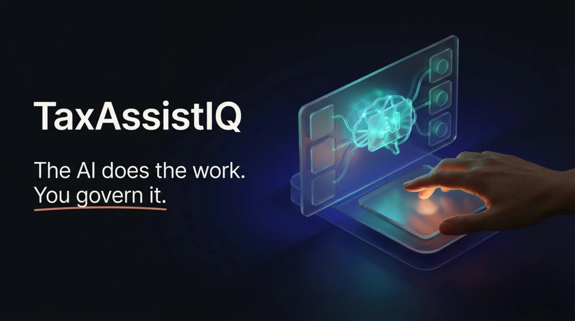 Slide 1 of 13 — TaxAssistIQ Governed Intelligence